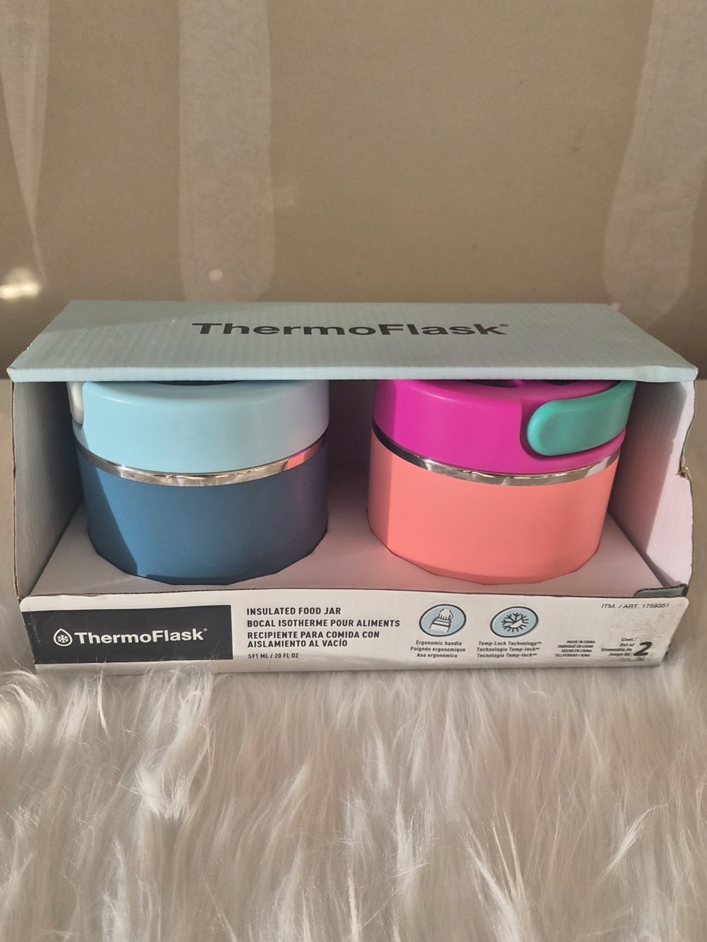 NEW ThermoFlask 20oz Insulated Food Jar (2-Pack) - Pink & Blue